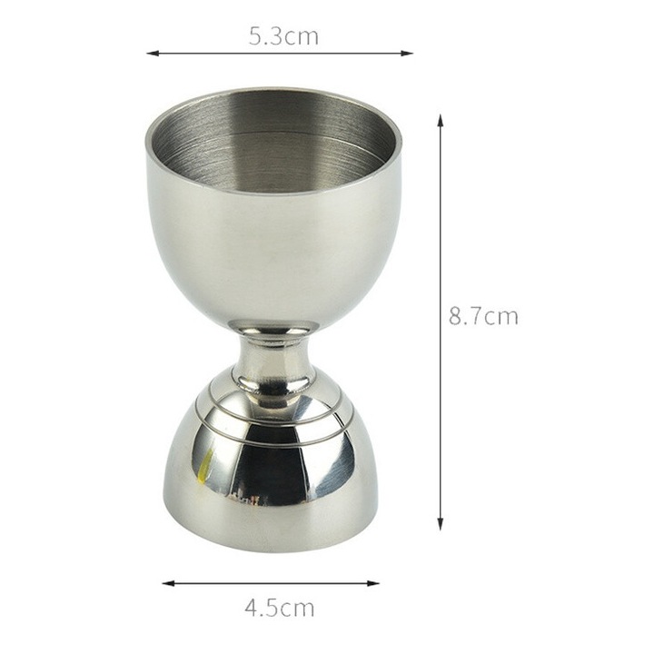 Jigger rozsdamentes acélból, dupla, ezüst