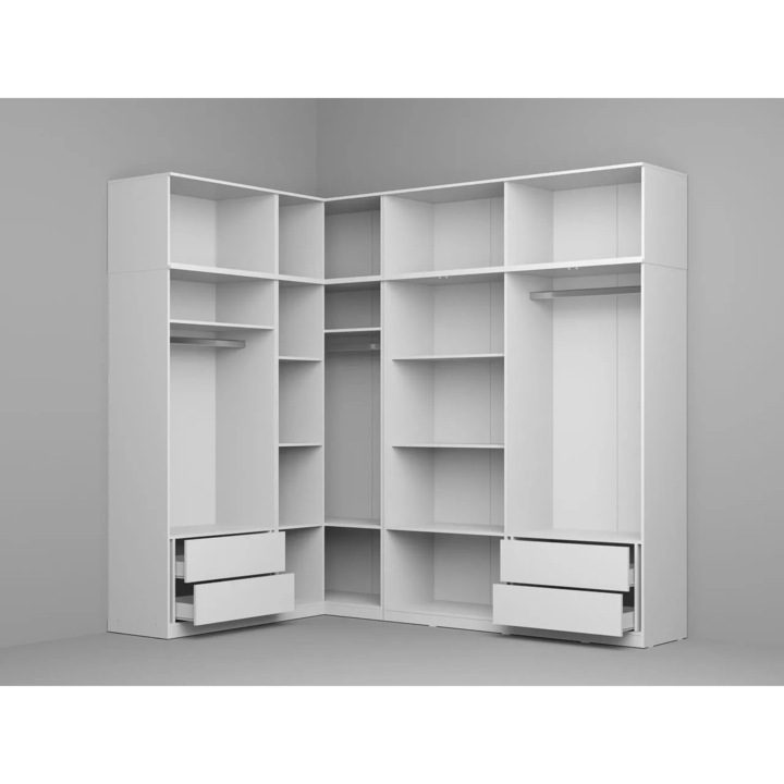 Dulap pe Colt, Carcasa, c26, Alb, Fara Usi, 169,8 x 253,4 cm