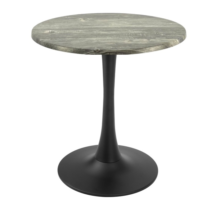 Masa bistro rotunda Raki Olp Pine, D60xh74cm, blat werzalit si picior central metalic negru cu baza rotunda 50cm