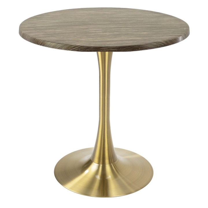 Masa pentru cafenea/bistro rotunda Raki Dark Seagrass, D70xh74cm, blat werzalit si picior central metalic auriu cu baza rotunda 50cm