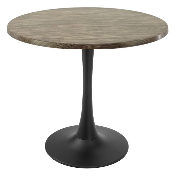 Masa pentru bistro/cafenea rotunda Raki Dark Seagrass, D80xh74cm, blat werzalit si picior central metalic negru cu baza rotunda 50cm