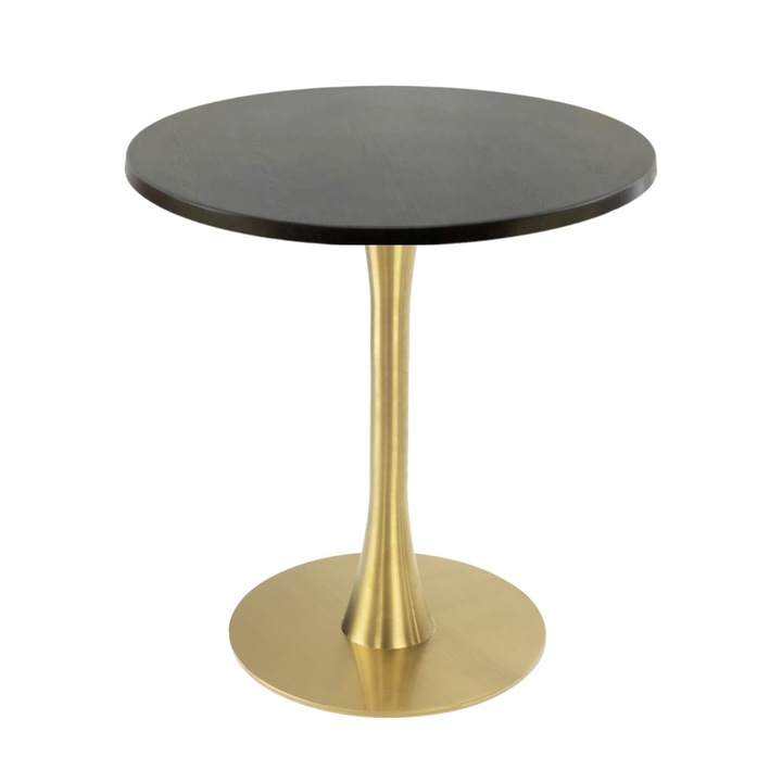 Masa bistro interior/exterior rotunda Raki New Wenge, D60xh74cm, blat werzalit si picior metalic auriu cu baza rotunda 45cm