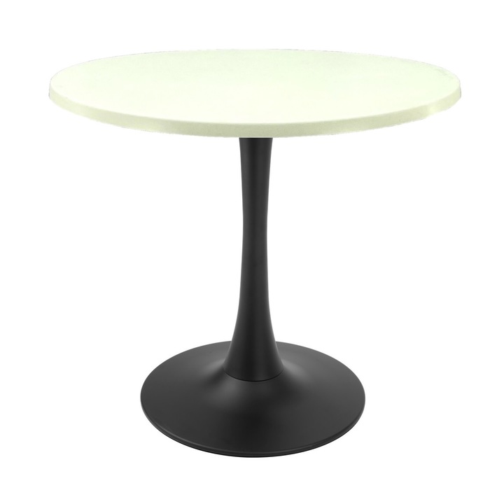 Masa bistro rotunda Raki Uni Art, D70xh74cm, blat werzalit si picior central metalic negru cu baza rotunda 50cm