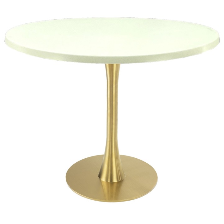 Masa pentru restaurant rotunda Raki Uni Art, D90xh74cm, blat werzalit si picior metalic auriu cu baza rotunda 45cm