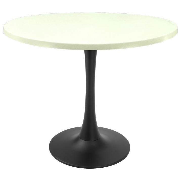 Masa pentru restaurant rotunda Raki Uni Art, D90xh74cm, blat werzalit si picior central metalic negru cu baza rotunda 50cm