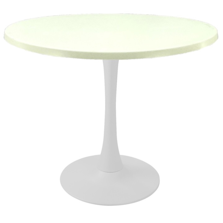 Masa pentru restaurant rotunda Raki Uni Art, D90xh74cm, blat werzalit si picior central metalic alb cu baza rotunda 50cm