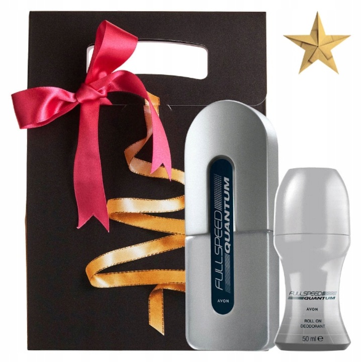 Set cadou Avon Full Speed Quantum, pentru barbati, apa de toaleta 75ml, deodorant, multicolor
