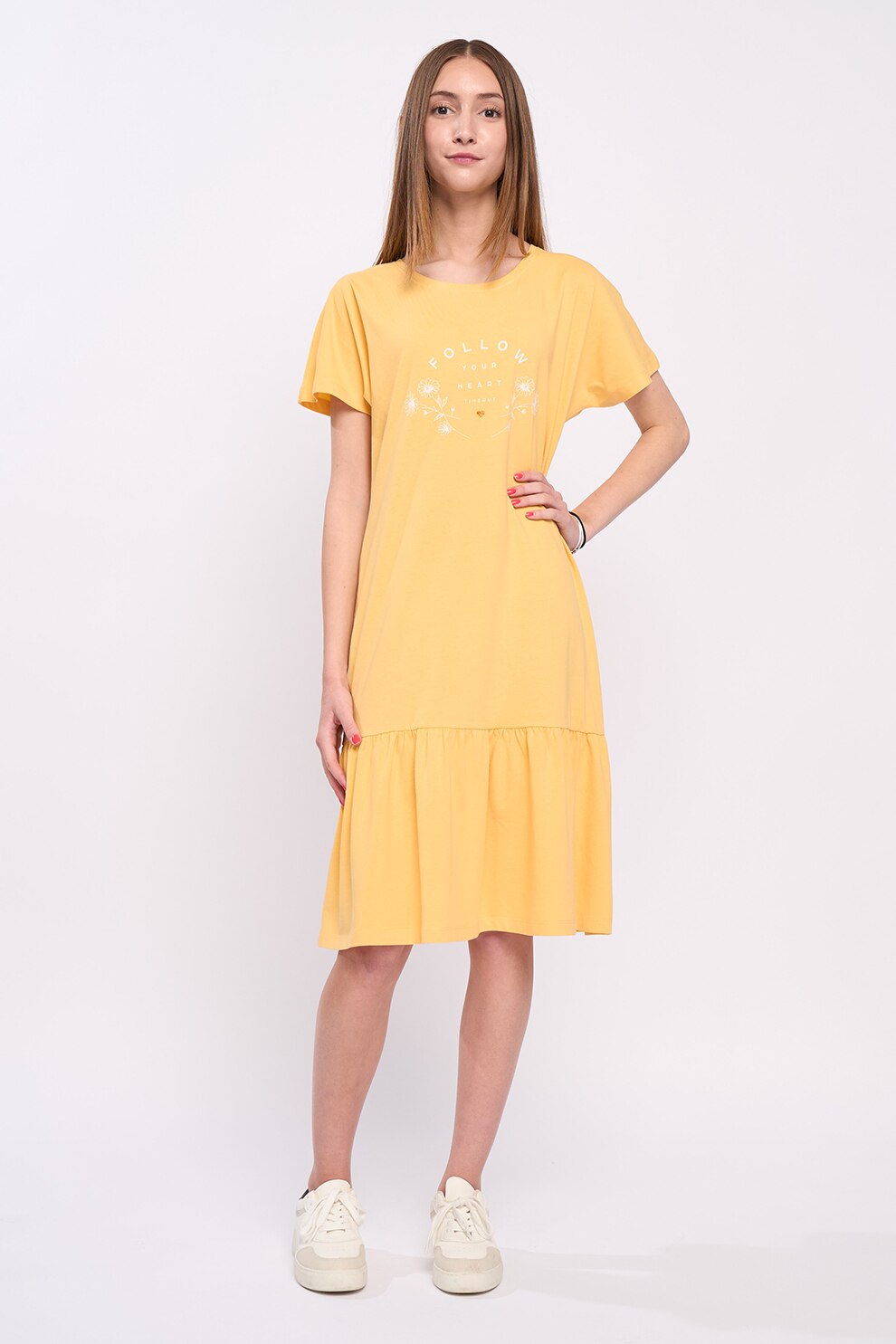 Timeout, Rochie midi lejera, Galben, XS