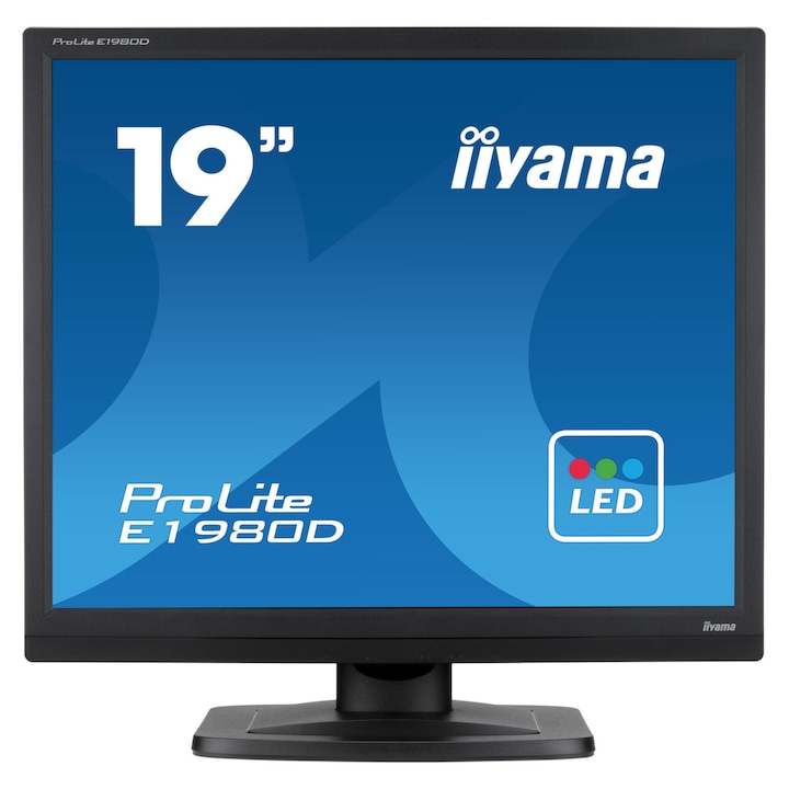 Монитор, iiyama ProLite E1980D-B1, 19", 1280 x 1024, 60 Hz, TN, DVI, VGA