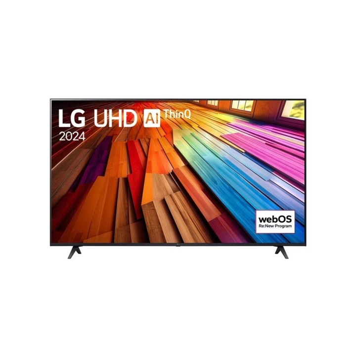 Телевизор LG 50UT80003LA, 50" 4K UltraHD TV 4K (3840 x 2160), DVB-T2/C/S2, webOS 24 Smart TV, ThinQ AI, Alpha 5 AI 4K Gen7, WiFi, HDR10 pro, HLG, ALLM/HGiG, AI Upscaling, AI Sound(Virtual 9.1.2 Up-mix), AirPlay, Quick Card, HDMI eARC, CI, LAN, 50UT80003LA