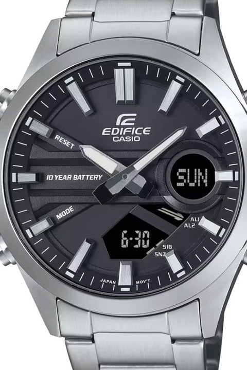 Casio, Дигитално-аналогов часовник от неръждаема стомана, Сребрист