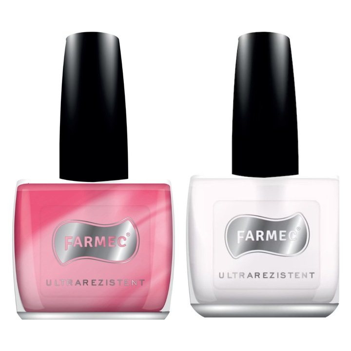 Set Lac de unghii 300 Farmec Ultrarezistent, 11 ml+ Lac de unghii 5 Farmec Ultrarezistent, 11 ml