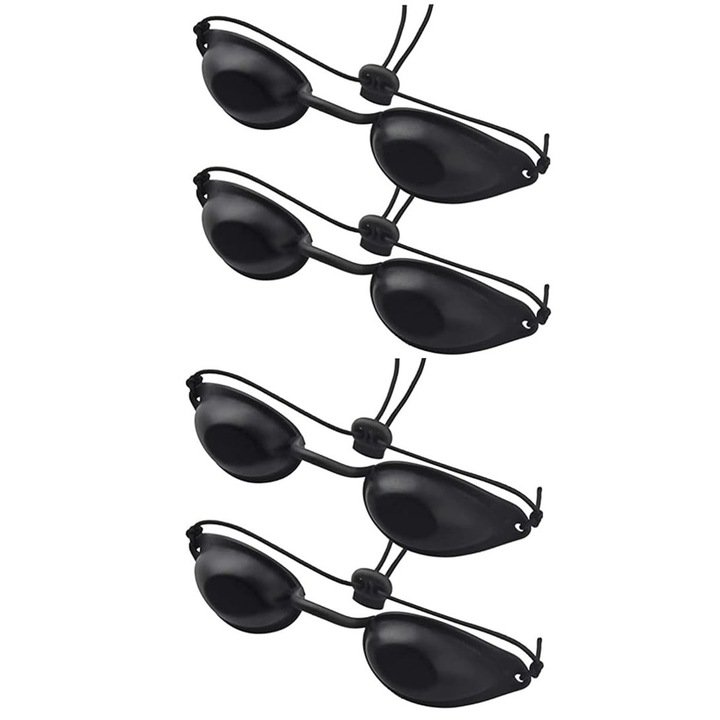 Set 4 ochelari protectie UV, JENUOS®, protectie impotriva laserului, reglabil, silicon, Negru