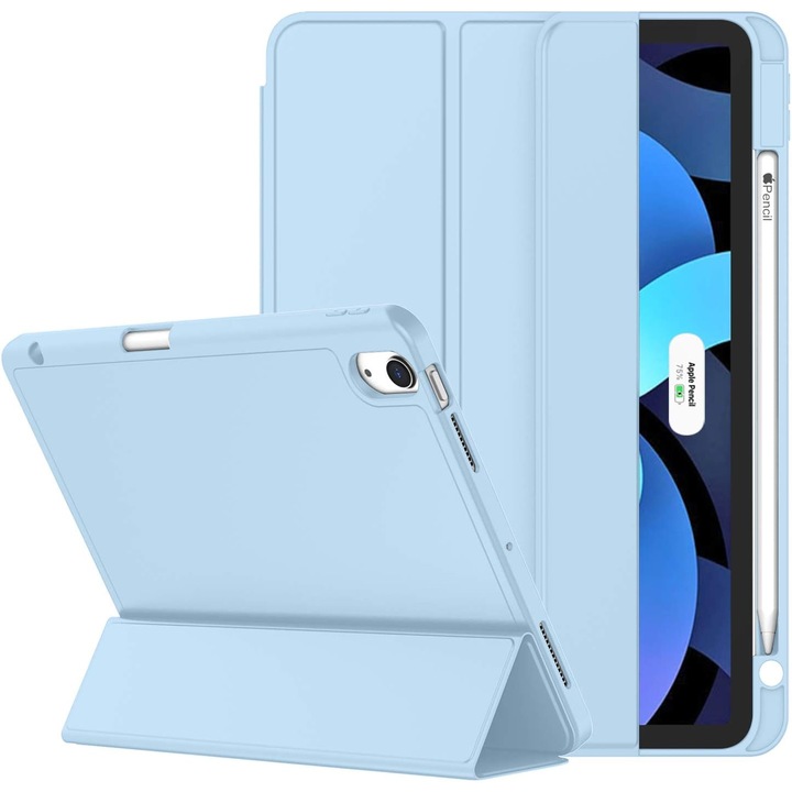 Калъф за таблет M2 2024 за iPad Air 11-инчов с държач за молив [автоматично заспиване/събуждане], с тройна стойка, светлосин