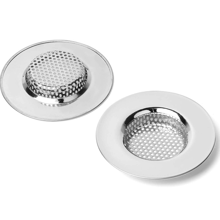 Set 2 site chiuveta pentru protectie scurgere, Zggzerg, Rezistent la coroziune, Anti rugina, Durabil, Usor de instalat si curatat, Pentru bucatarie, Otel inoxidabil, 7.7 x 1.2 x 4cm, Argintiu