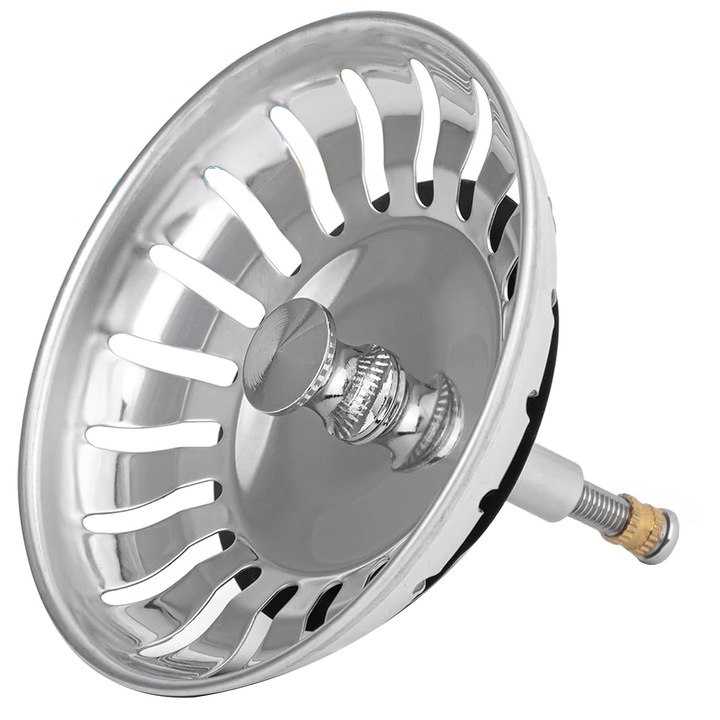 Sita Scurgere Pentru Chiuveta, Zggzerg, Cu suruburi de 50 mm, Pentru protectie anti infundare, Rezistent la coroziune, Anti rugina, Usor de instalat si curatat, Pentru bucatarie, Otel inoxidabil, 82mm, Argintiu