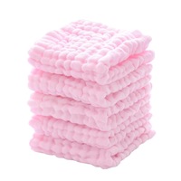 Set 5 Prosoape Din Muselina Pentru Copii, Zggzerg, Super absorbant, Moale si prietenos cu pielea, Respirabil, Nu este usor de pierdut parul, Poate fi utilizat pentru spalarea fetei, scaldarea, Bumbac, 30 x 30cm, Roz