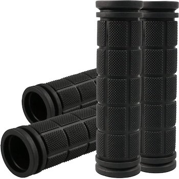 Set 4 Mansoane pentru ghidon bicicleta, Zggzerg, Design ergonomic, Rezistent la uzura, Anti-alunecare, Usor de instalat si curatat, Usoare si durabile, Diametru interior 22 mm, Potrivit pentru scutere, Din cauciuc, Negru