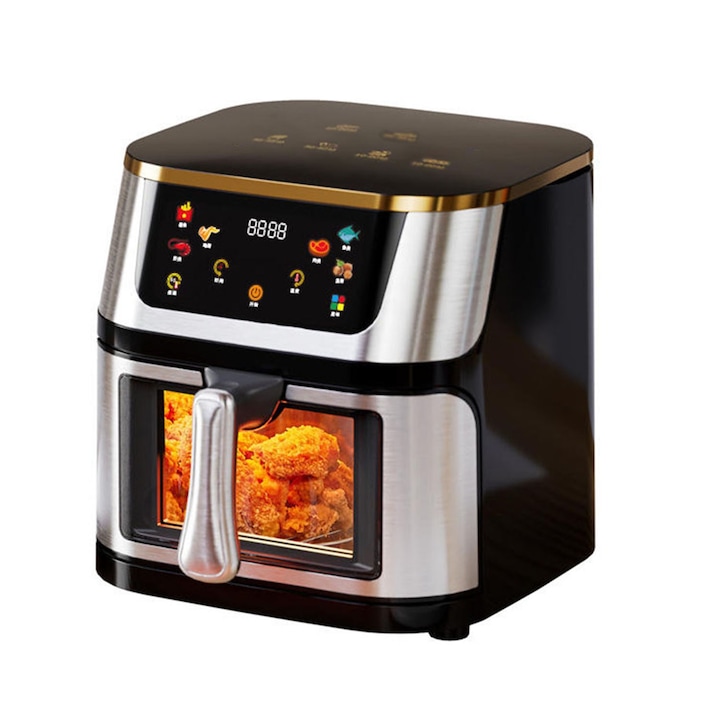 Friteuza dubla cu aer cald Proficook, PC-FR1287H, fara ulei, capacitate 8 litri, 9 programe automate, temperatura ajustabila individual 50-200°C, incalzire rapida, timer, semnal acustic, senzor touch, protectie supraincalzire, usor de curatat, negru