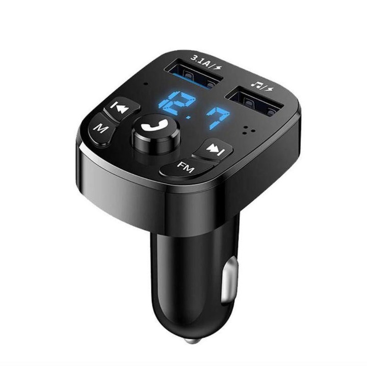 Bluetooth autós lejátszó, FM FM átvitel, töltési funkció, MP3, USB 3.1A, fekete