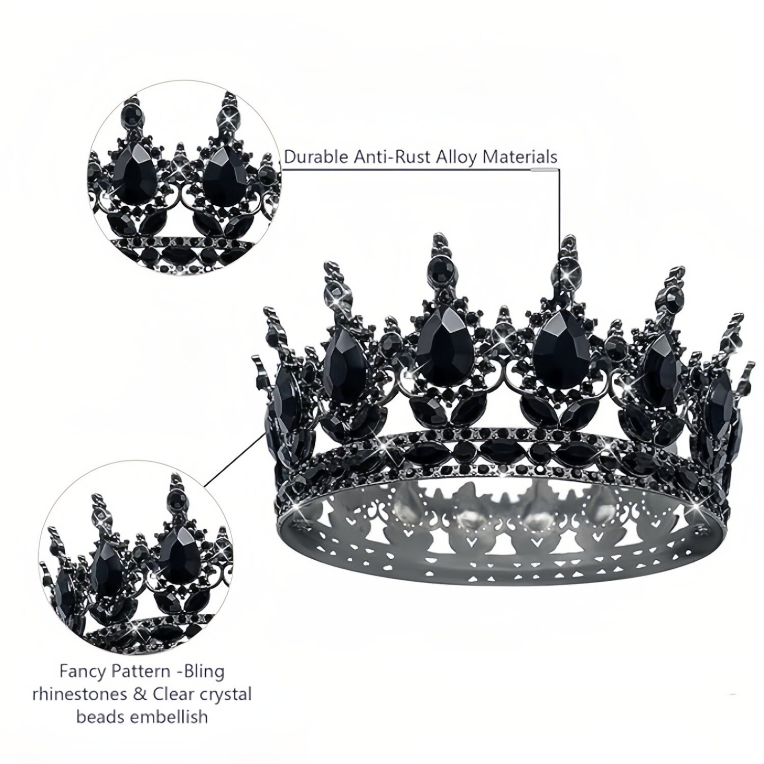 Tiara pentru femei Tyrael-SEA, metal, negru, 15.5x12.2x5.3cm - eMAG.ro