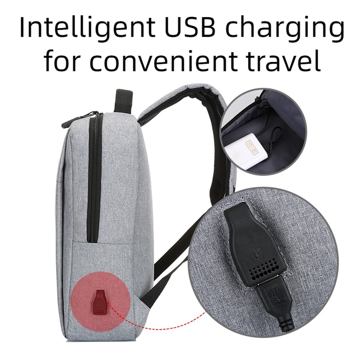 Rucsac laptop, impermeabil, anti-zgarieturi, port USB, gri, 31x40x10cm