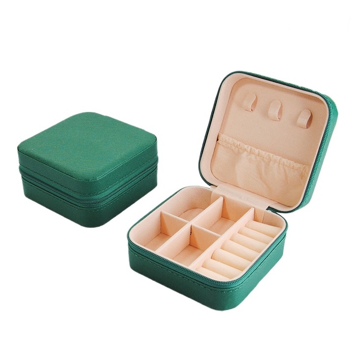 Cutie de bijuterii Serene Sense®, Usor de transportat, poate stoca ceasuri, rujuri, coliere, bijuterii, verde