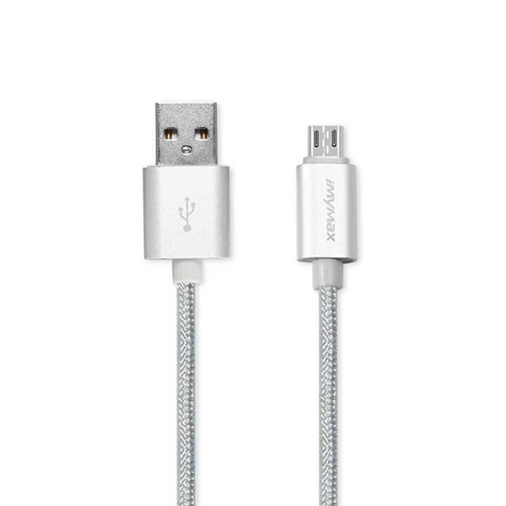 Töltő és adatátviteli kábel, USB A - Micro-USB csatlakozók, C6, 1m hosszú, megerősített, Ezüst