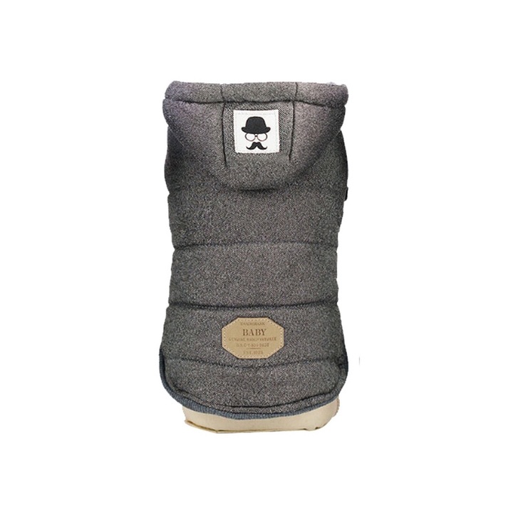 Палто за кучета QttvbTna, Зимно Ветроустойчиво топло палто за кучета с качулка Сиво XXL