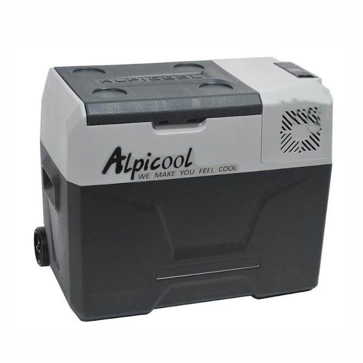Frigider auto cu compresor 40L, 12V-24V-230V, 45W, -20°C, conectare bluethooth, cu aplicatie pe telefon, USB, Freeze, tip troler, 07084 Alpicool