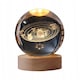 Lampa de veghe, Hggzeg, Model saturn 3D, Alimentare USB, Suport lemn, Protectie pentru ochi cu lumina moale, 5V, Portabila, Design modern, Usor de instalat, Pentru dormitor, camera de zi, masa de pat, Crystal, Transparent/Galben