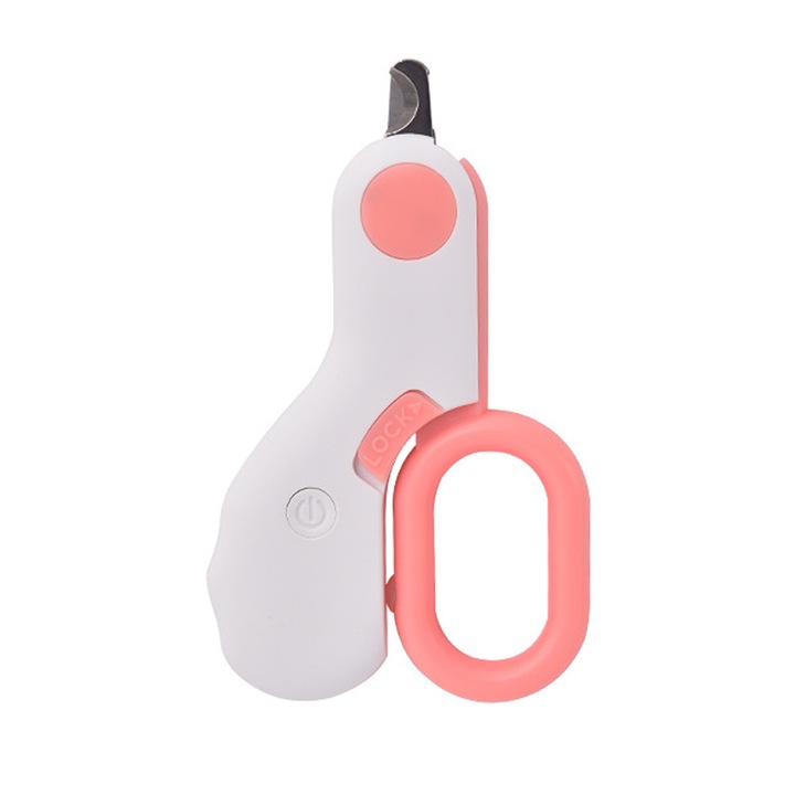 QttvbTna kisállat körömvágó LED-del, rózsaszín, 10,5x6,5x1,5 cm