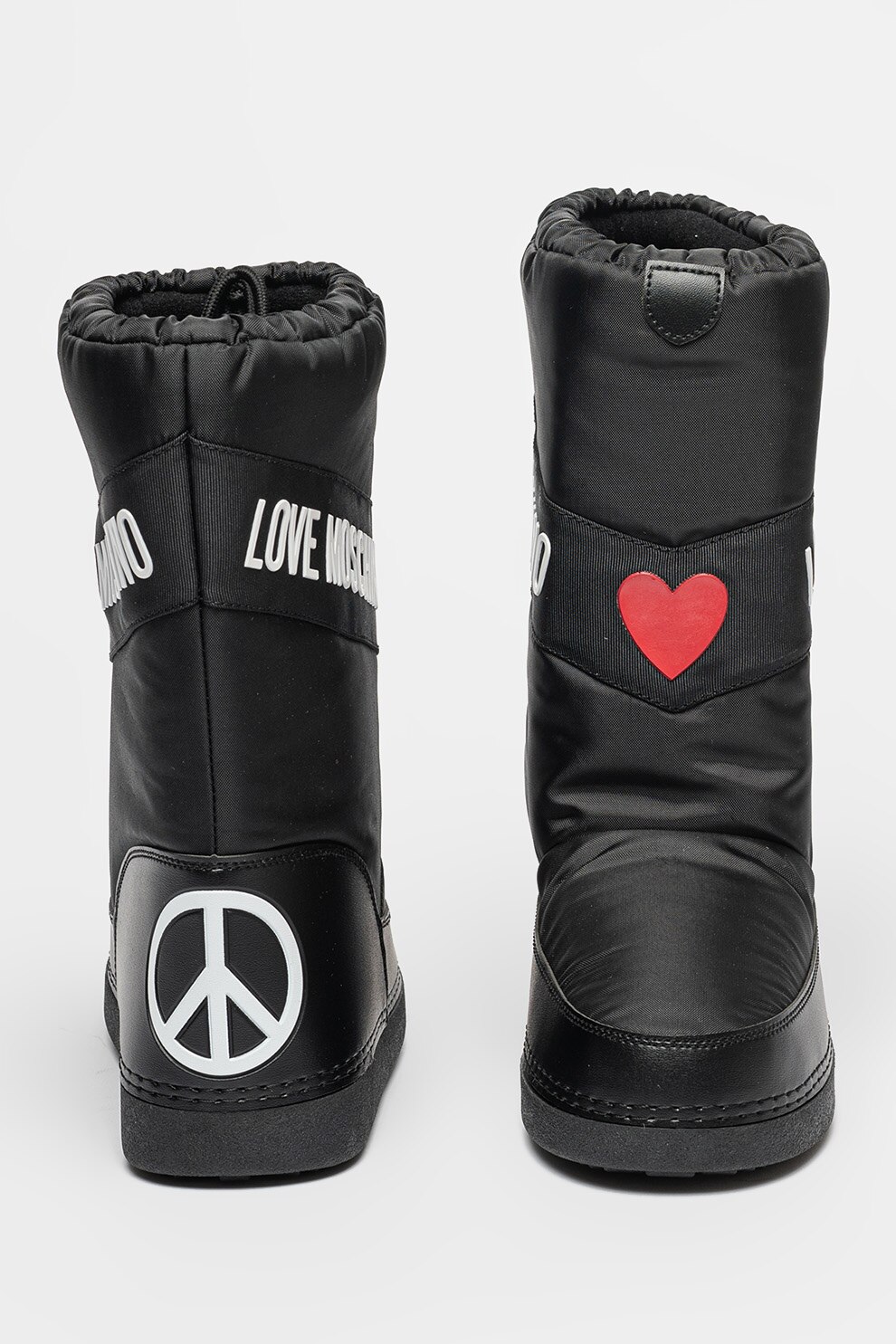 Love Moschino, Cizme din material textil cu logo, Rosu, Negru, Alb