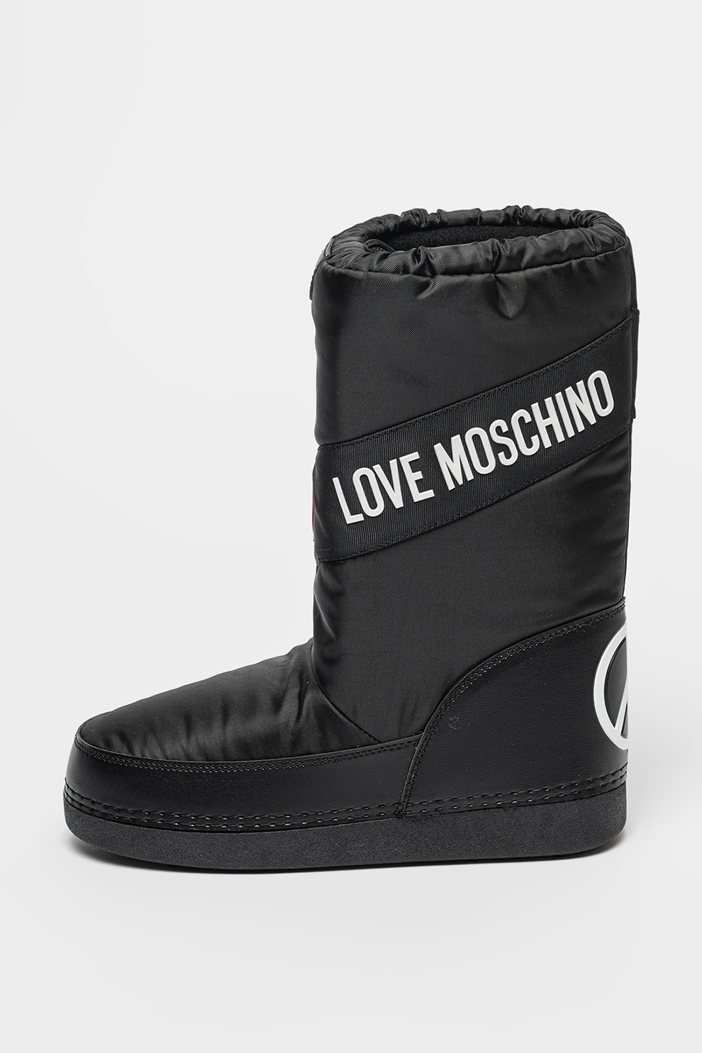 Love Moschino, Cizme din material textil cu logo, Rosu, Negru, Alb