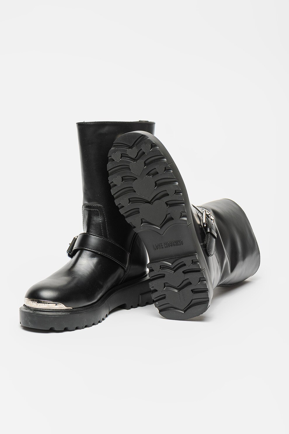 nozominnn♡ Love Moschino, Cizme mid-calf fara inchidere cu insertii de blana