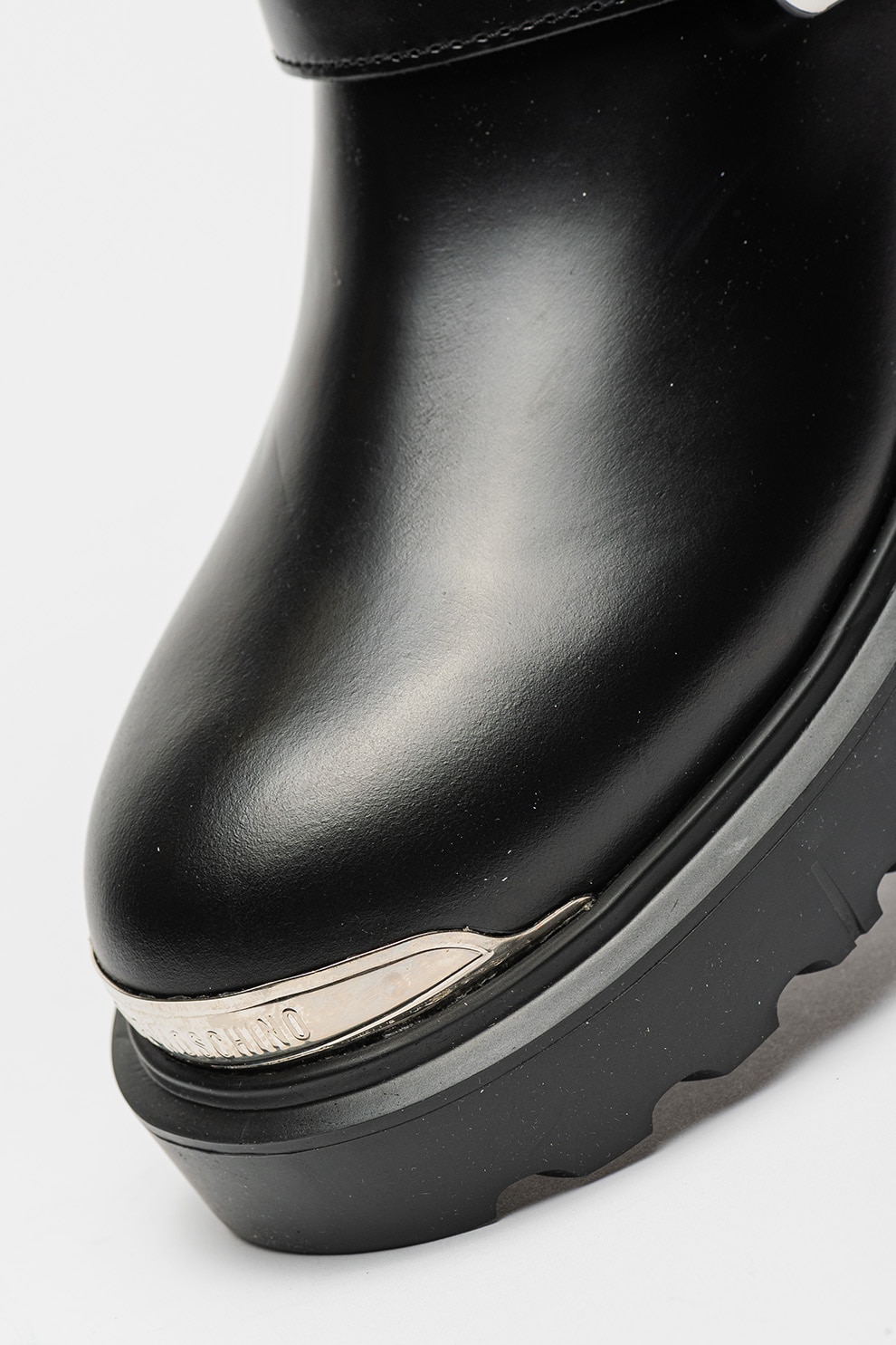 nozominnn♡ Love Moschino, Cizme mid-calf de piele cu aplicatie metalica
