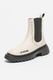 Love Moschino, Ghete Chelsea de piele cu perle aplicate, Negru stins/Alb murdar