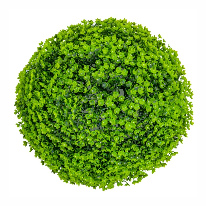 Изкуствена растителна сфера с цветя, Naimeed D5936, Тъмно зелено, 200 мм