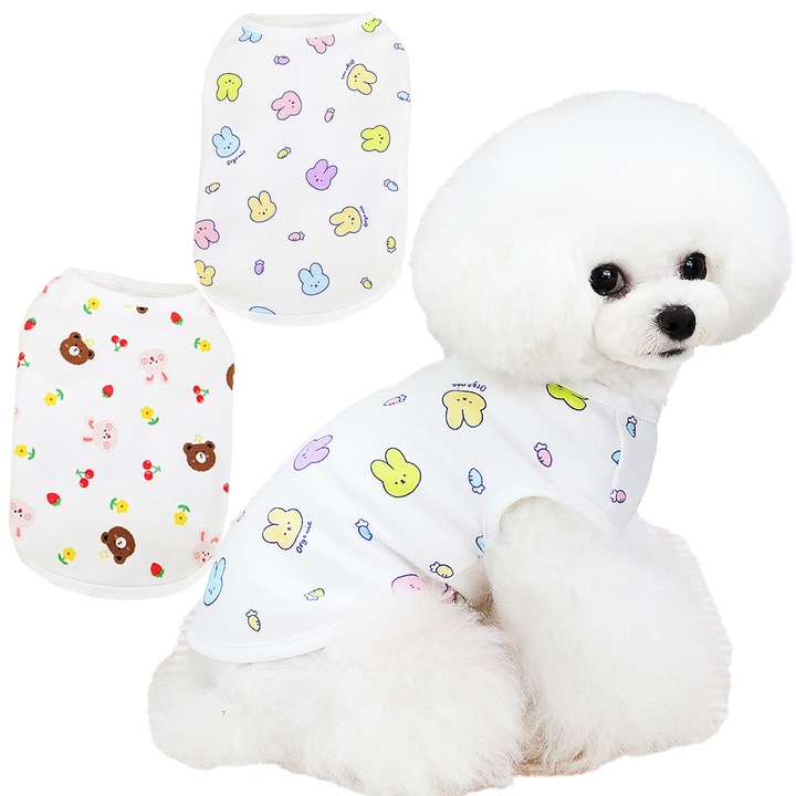 Set 2 piese haine animale de companie, Bumbac, Multicolor, S