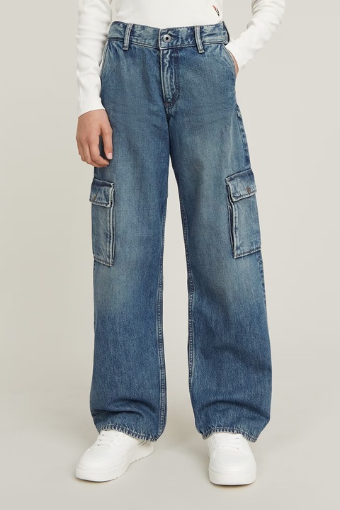 G-STAR, Középmagas derekú cargo farmernadrág, Kék