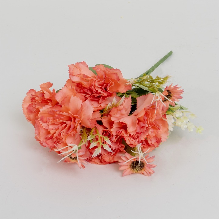 Buchet garoafe artificiale, culoare somon, H 30 cm, B.S.P. / CD4942_2