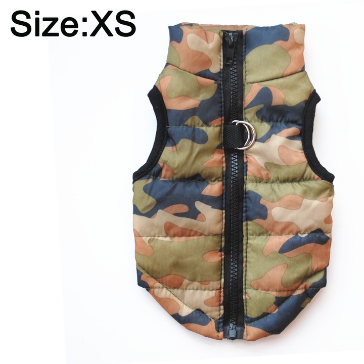 Топла жилетка за кучета QttvbTna, памук, с велкро закопчаване и цип, многоцветна, XS