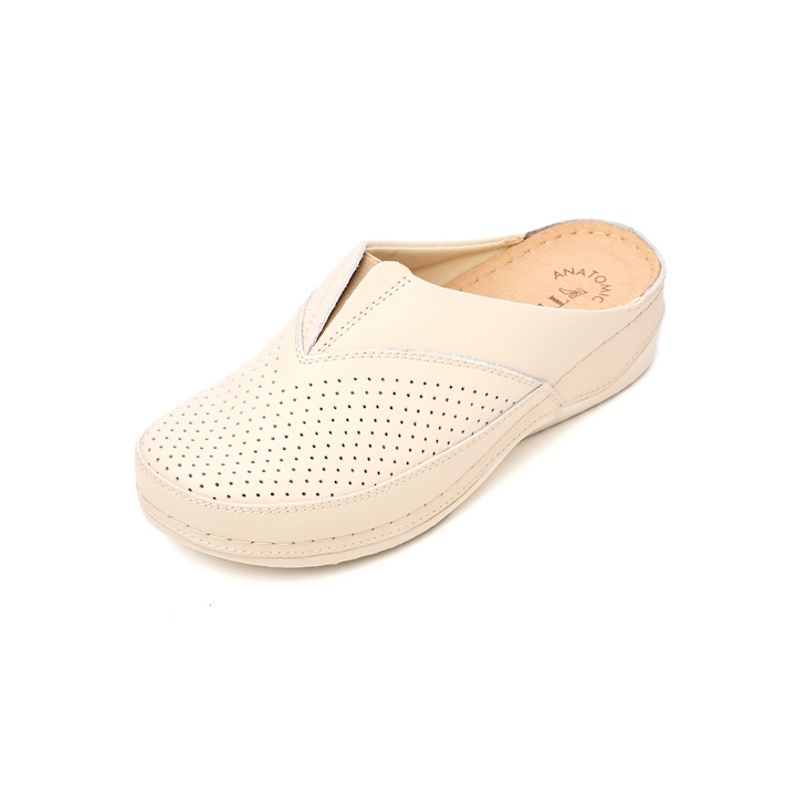 Медицинско сабо от естествена кожа 25-06, Бежов, 38