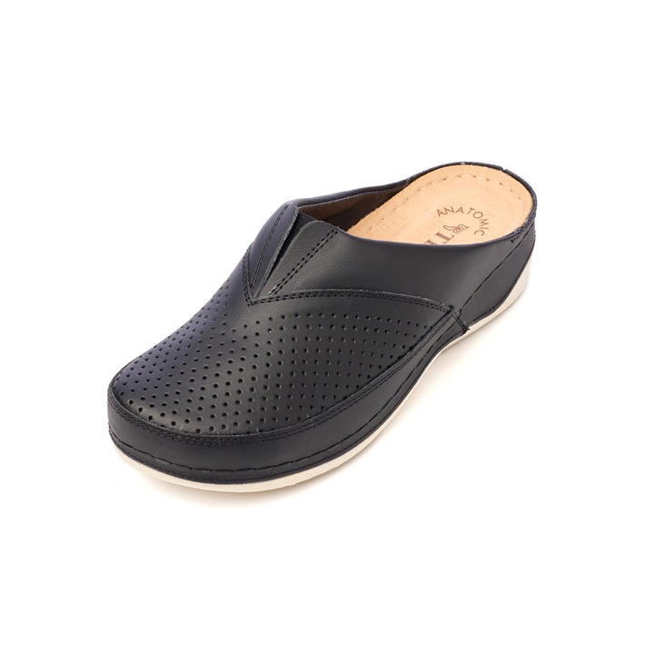 Tellus 25-06 Дамски сабо от медицинска кожа, Черен, 38