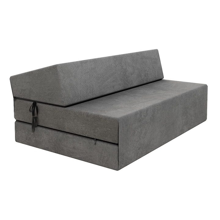 Сгъваем матрак/диван, FDM, Sara Maxi, 120x200x14 см, Тъмносив, мек-средна твърдост