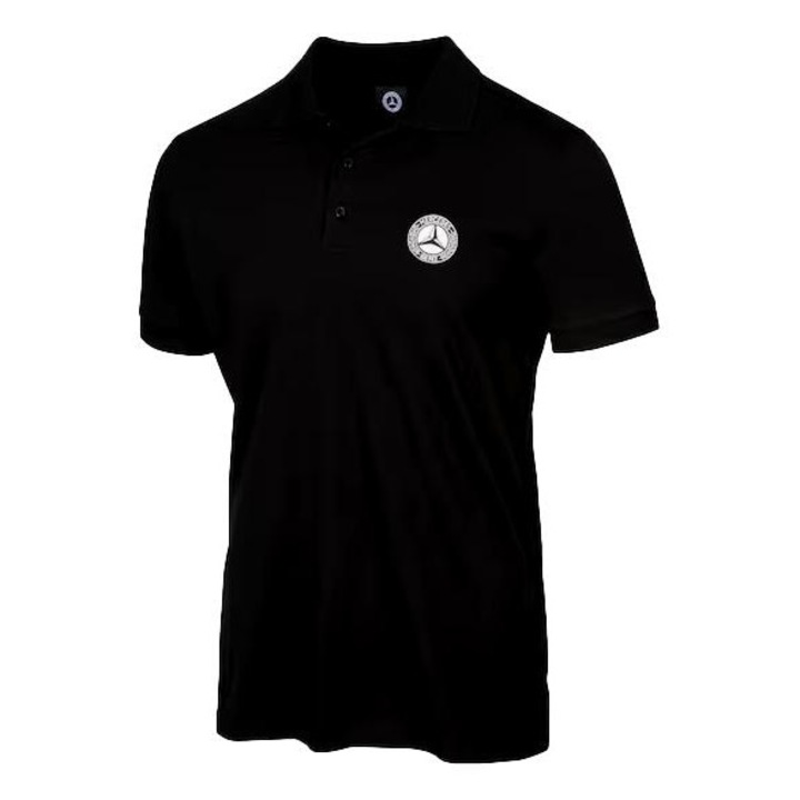 Поло тениска Mercedes, колекция Classic, черна, slim fit, памук, M