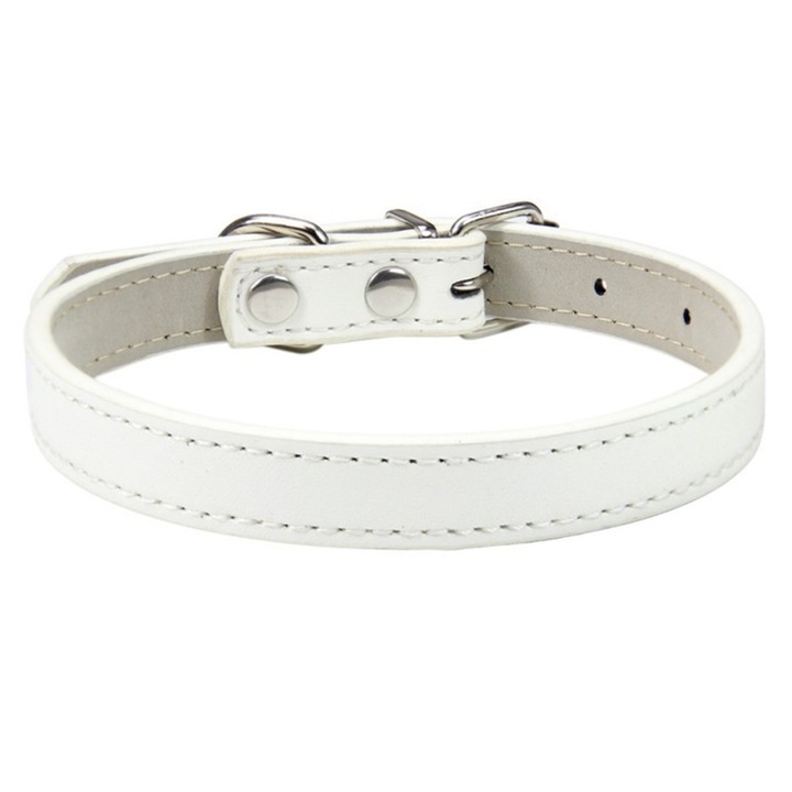 Zgarda pentru caini, Piele, 1 x 35 cm, Alb