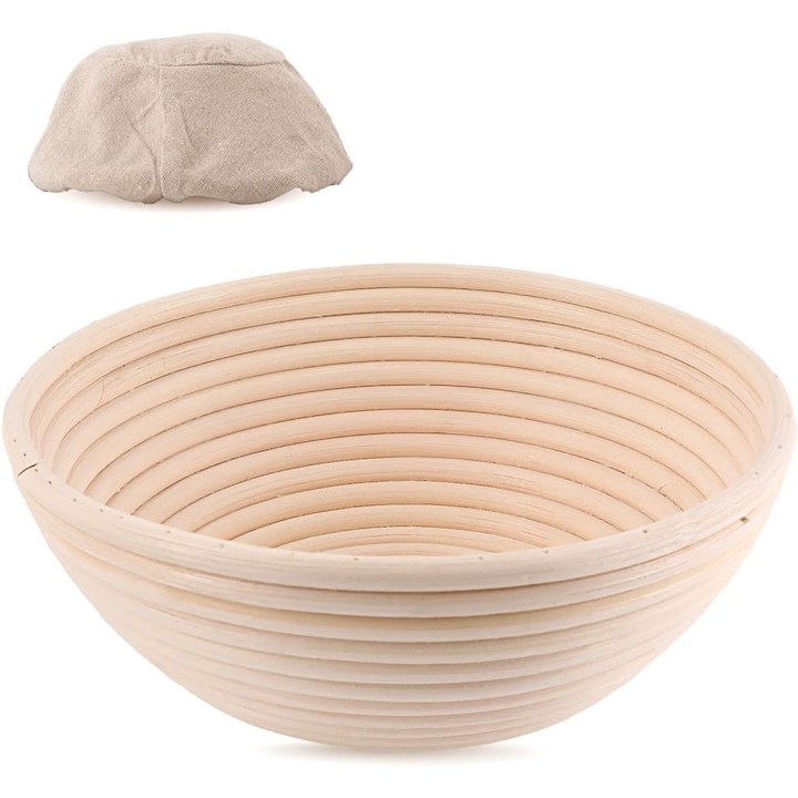 Kenyérálló kosár, természetes rattan, kivehető béléssel, 21,5 cm