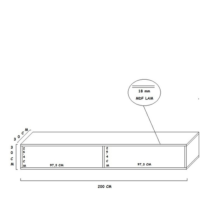 MAC дизайн Адресан Тв шкаф черен гланц 200 x 30 x 30