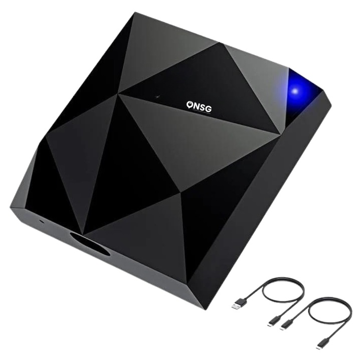 Adaptor CarPlay ONSG®, Wireless, Conectare automata, Viteza rapida, Control volan, Siri, Compatibilitate auto, USB Type-C, Performanta imbunatatita, Adaptor auto CarPlay, Conectivitate fara cabluri